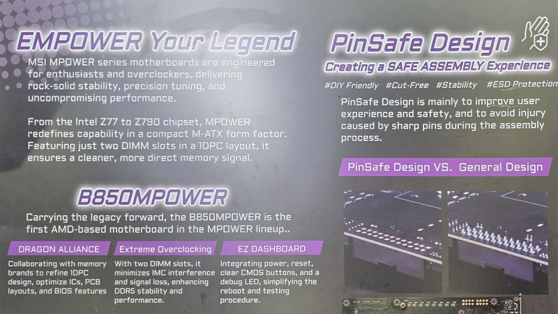 Новая материнская плата с технологией MSI PinSafe Design защитит от травмы пальцев об острые контакты
